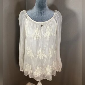 Le Marais 100% Silk Sequined Blouse Size M